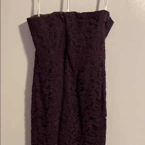Purple short strapless dress